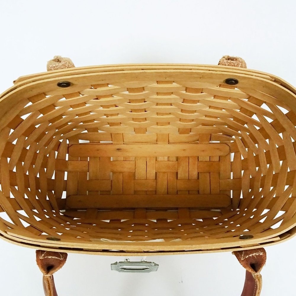 Longaberger Boardwalk Medium Woven Basket 40207 Tote Protector Pewter Charm - Picture 5 of 9